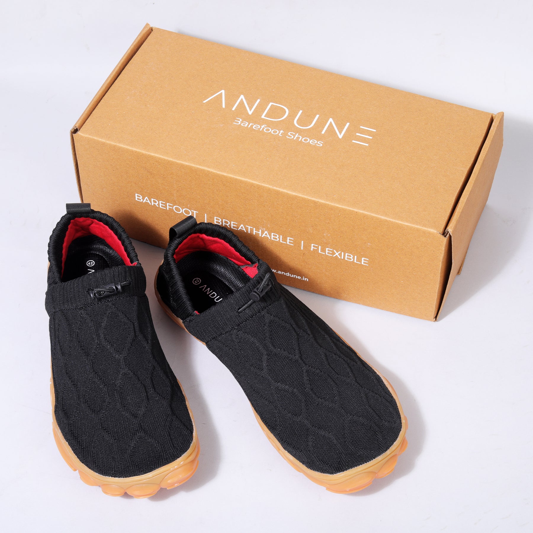 ANDUNE Men's Barefoot Sneakers - Urban Active Black Glides