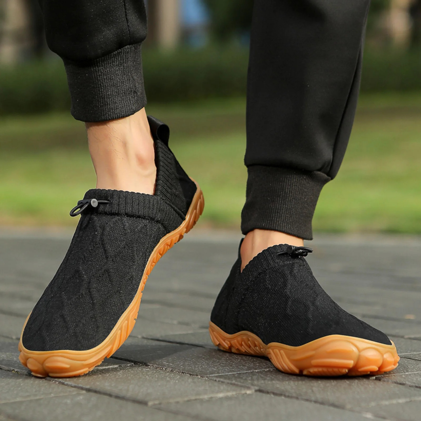 ANDUNE Men's Barefoot Sneakers - Urban Active Black Glides