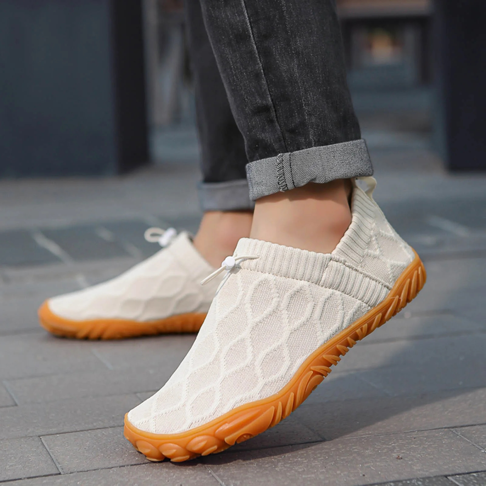 ANDUNE Men's Barefoot Sneakers - Urban Active White Glides