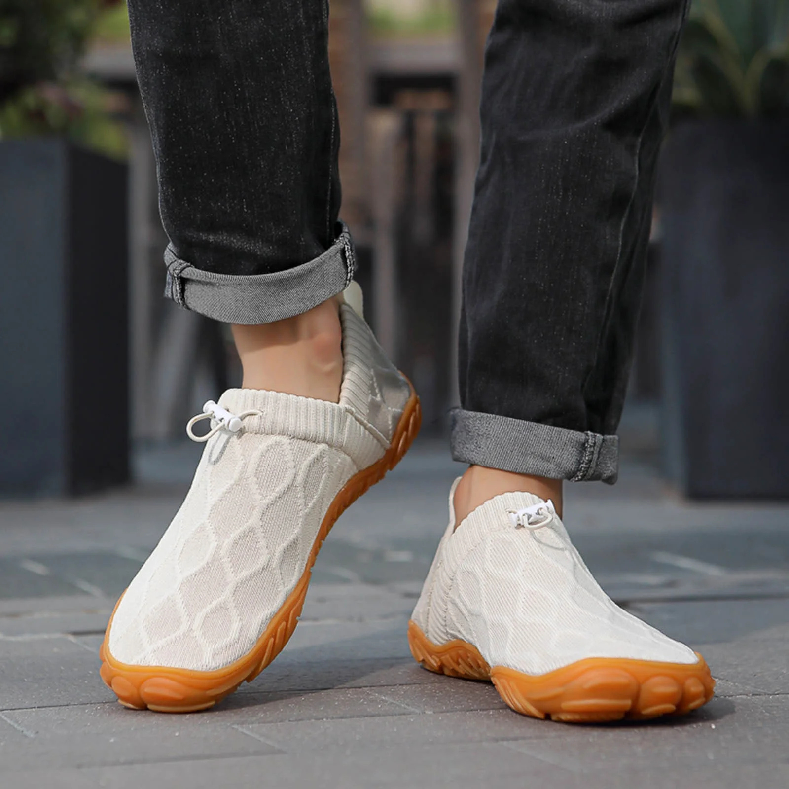 ANDUNE Men's Barefoot Sneakers - Urban Active White Glides